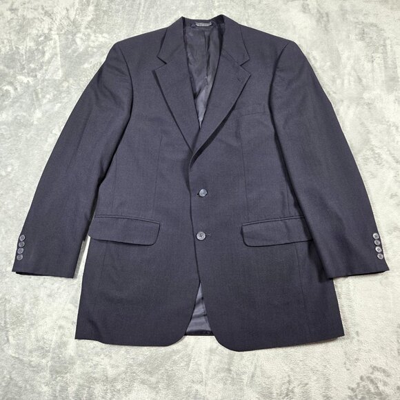 Lands End Sport Coat Mens 40L Navy Wool Preppy Career Office Blazer Suit Jacket - Picture 2 of 11